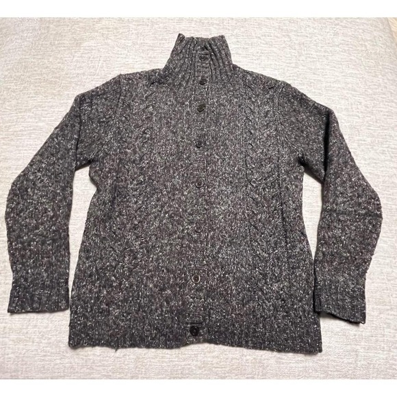 L.L. Bean Sweaters - L.L.Bean Women's Cable Knit Button Cardigan‎ Sweater Gray Wool Blend XL Regular